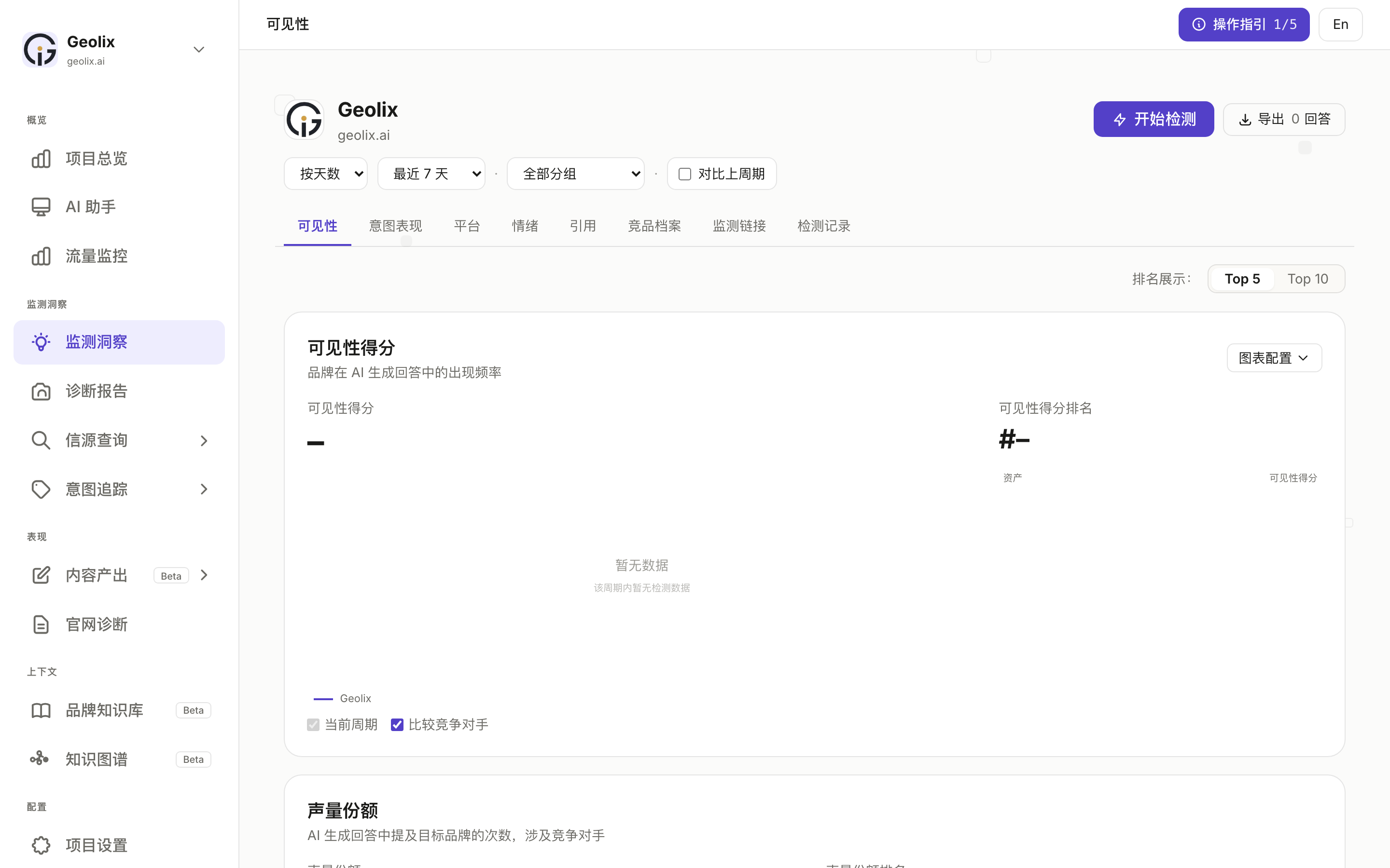 可见性页面：检测前的初始状态